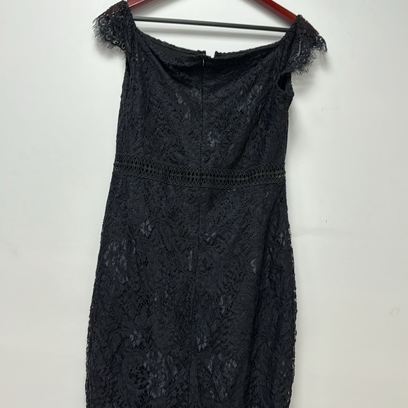 NWT ALLANDWELL Women's Elegant Floral Lace Round Neck Lace Dress size L black - Picture 13 of 16